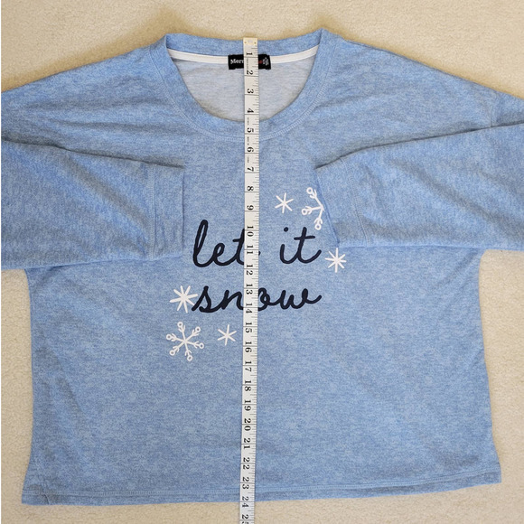 Merry Lane Size XXL Let It Snow 2 Pc PJ Set Snowflake Print Elastic Waist Blue - Picture 10 of 16